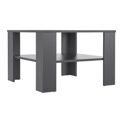 Couchtisch in Dunkelgrau 60x60 cm 2 Ebenen