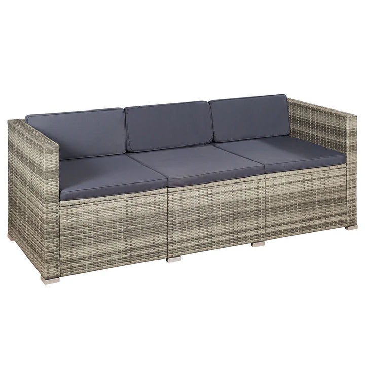 Polyrattan Lounge Punta Cana L grau-meliert und dunkelgraue Bezüge