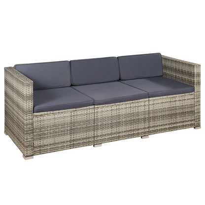 Polyrattan Lounge Punta Cana L grau-meliert und dunkelgraue Bezüge