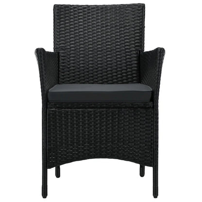 3-tlg Polyrattan Sitzgarnitur Balkon Set Bayamo schwarz / grau