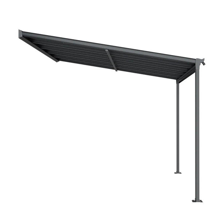 Aluminium Terrassendach Borneo 3x3m mit Doppelsteg-Platten in dunkelgrau