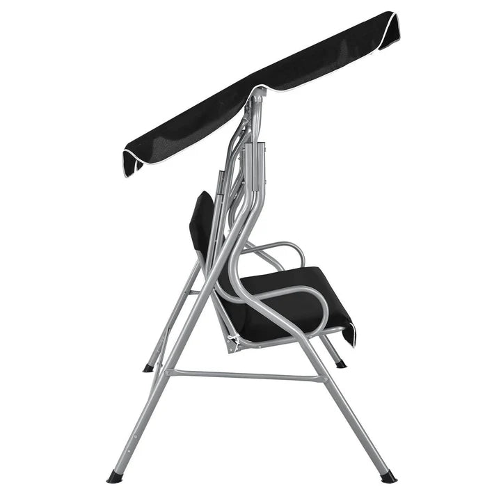 Balançoire Hollywood Cecina 3 places structure en acier enduit noir