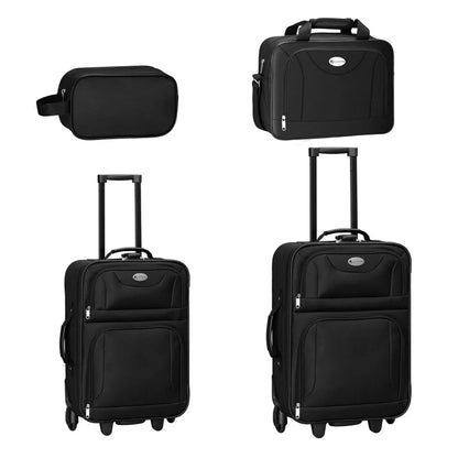 Set valigie trolley Athen - Nero Set da 5 pezzi con 2 trolley, borse a tracolla e 2 beauty case