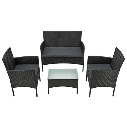 Groupe de sièges en polyrotin Fort Myers housses noires et gris foncé
