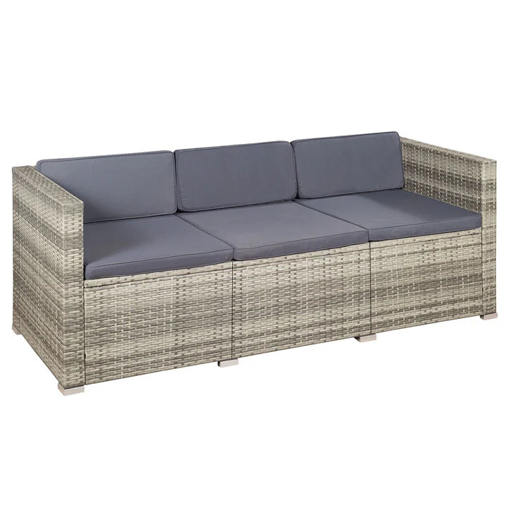 Salon en polyrotin Punta Cana M gris chiné et housses gris foncé