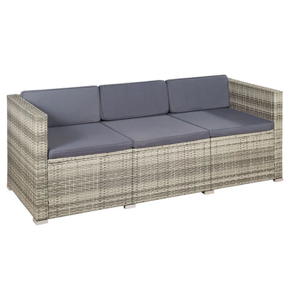 Salon en polyrotin Punta Cana M gris chiné et housses gris foncé