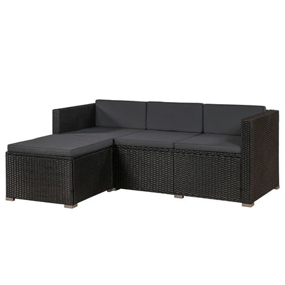 Salon / salon en polyrotin Punta Cana L noir avec housses gris foncé