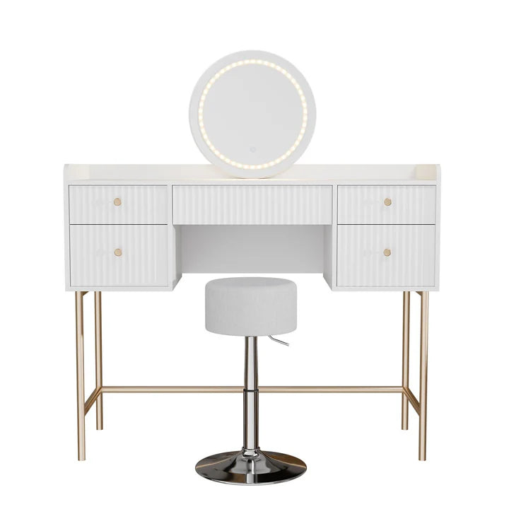 Schminktisch mit Spiegel Samira Touch-LED & Hocker Tonia