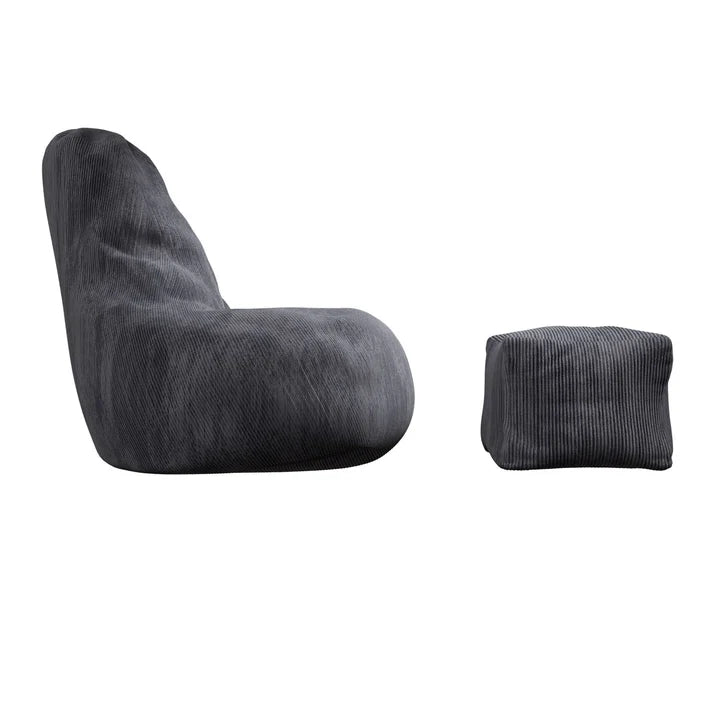 Sitzsack Chillex XL mit Hocker Cord Sessel Dunkelgrau - Palo24