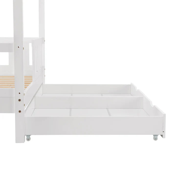 Lit enfant Marli 80 x 160 cm avec coffre de lit et sommier à lattes blanc