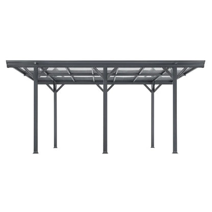 Abri de voiture à toit plat 5 x 3 m en gris foncé