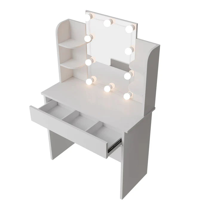 Schminktisch Zoey Weiss mit LED-Beleuchtung