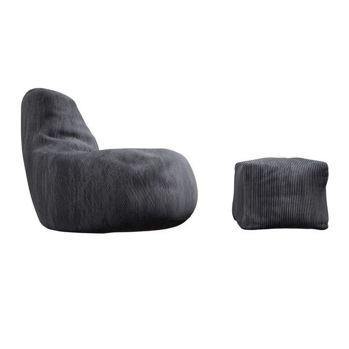 Sitzsack Chillex L mit Hocker Cord Sessel Dunkelgrau - Palo24