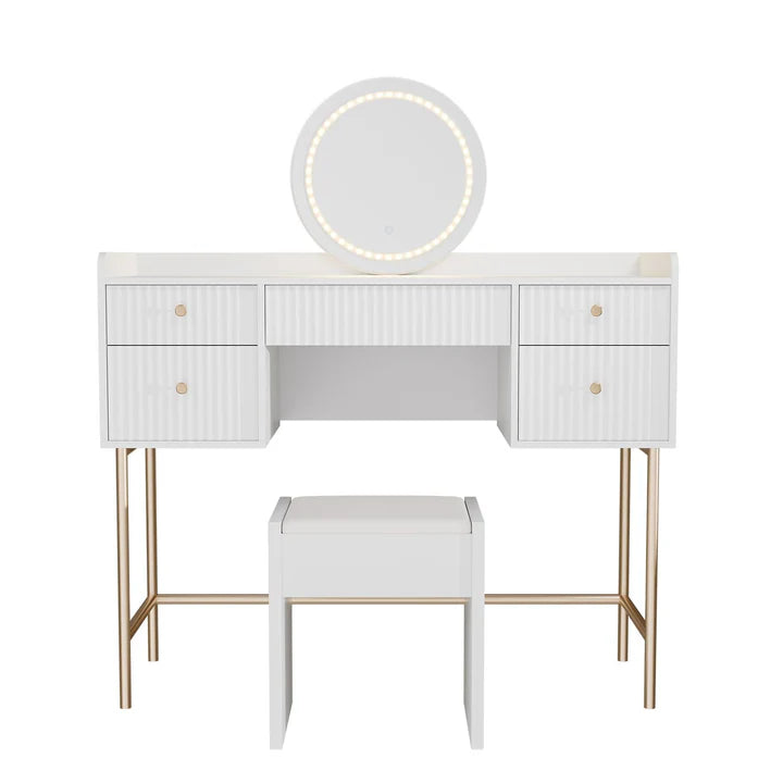 Schminktisch mit Spiegel Samira Touch-LED mit Hocker Melly