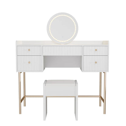 Schminktisch mit Spiegel Samira Touch-LED mit Hocker Melly