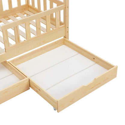 Lit enfant Marli 80 x 160 cm avec coffre de lit et sommier à lattes naturel
