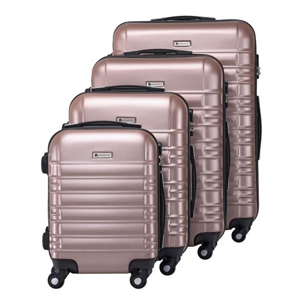 Set valigie rigide Roma - Rosa Set da 4 pezzi con scocca rigida in ABS antiurto e ruote a 360°