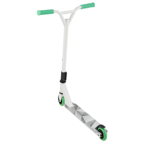 Monopattino Stunt Scooter Futuristico Bianco Verde Monopattino Stunt con Sterzo a 360°