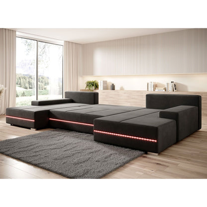 Sofa Malbun mit LEDs & Schlaffunktion Dunkelgrau