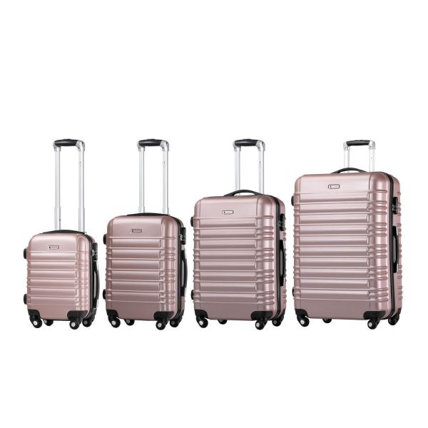 Set valigie rigide Roma - Rosa Set da 4 pezzi con scocca rigida in ABS antiurto e ruote a 360°