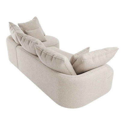 Sofa Tirano mit Ottomane & Dekokissen aus Boucléstoff Creme