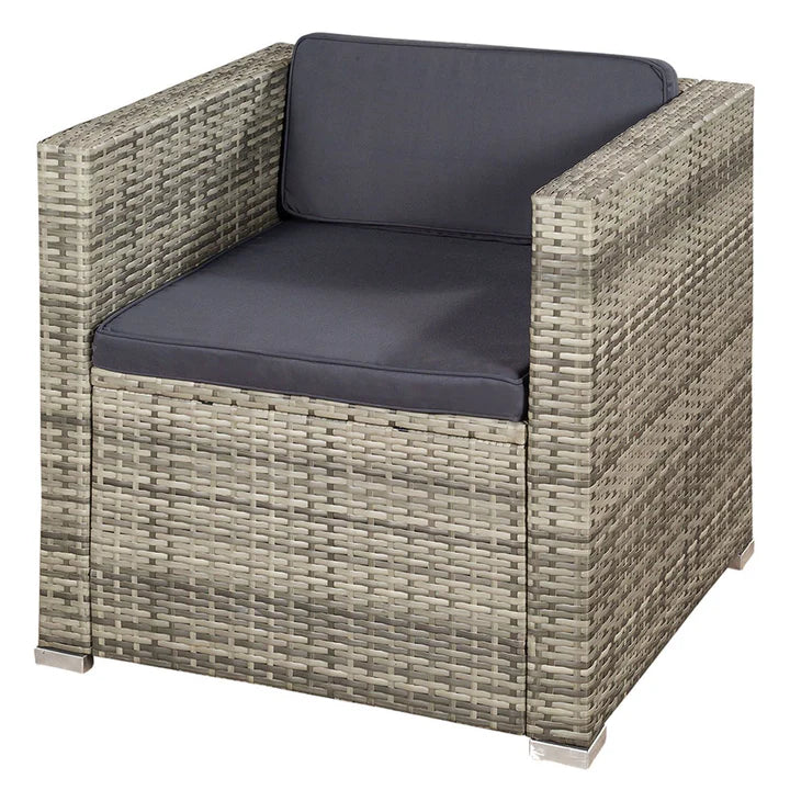 Polyrattan Lounge Punta Cana L grau-meliert und dunkelgraue Bezüge