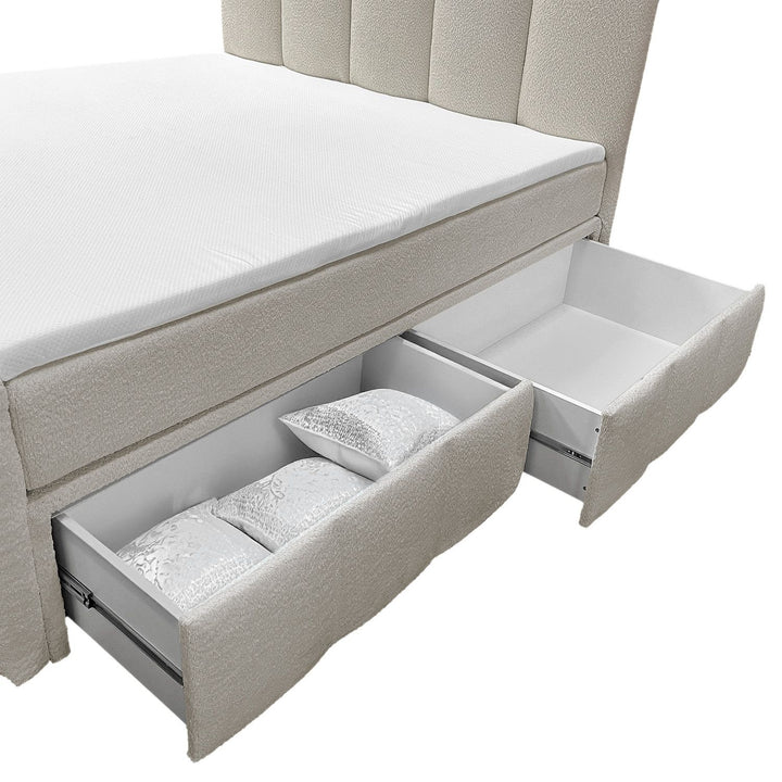 Boxspringbett Manitoba 180x200 cm mit Bettkasten Beige