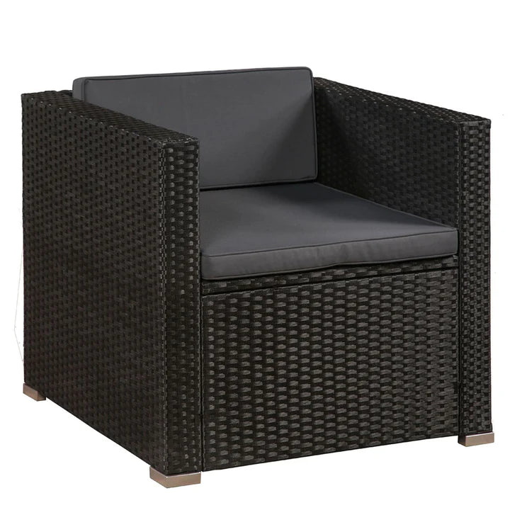 Salon / salon en polyrotin Punta Cana L noir avec housses gris foncé