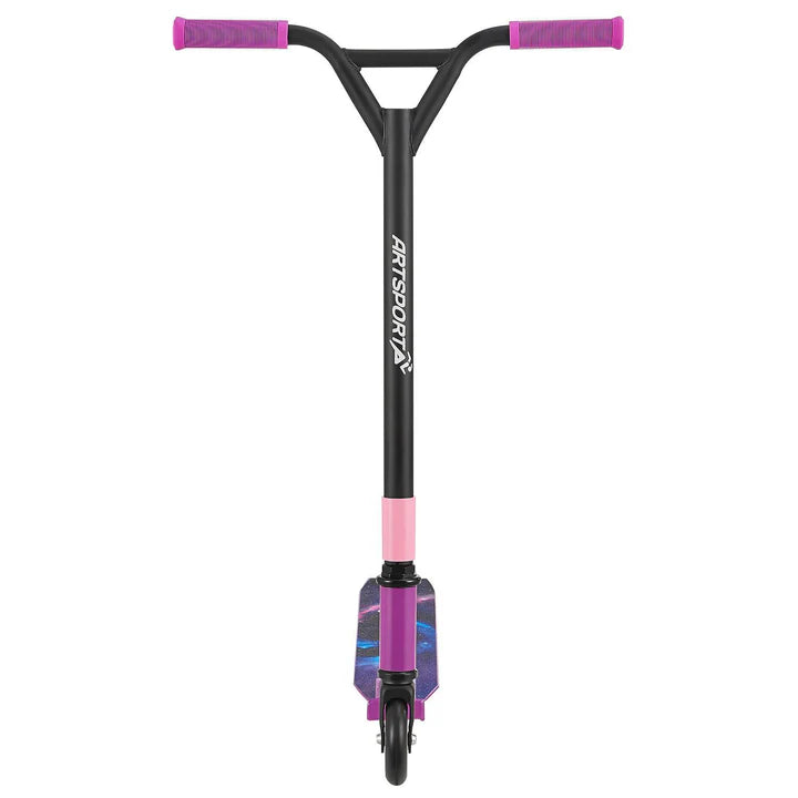 Stunt Scooter Galactic Cruiser in Lila Schwarz Trick Roller mit 360° Lenkung