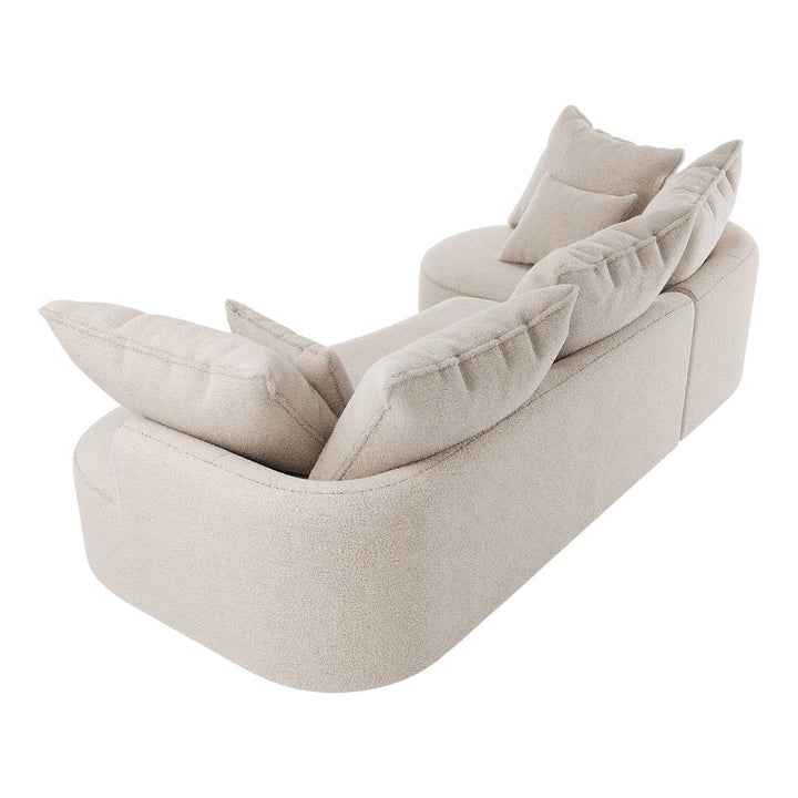Sofa Tirano mit Ottomane & Dekokissen aus Boucléstoff Creme Links
