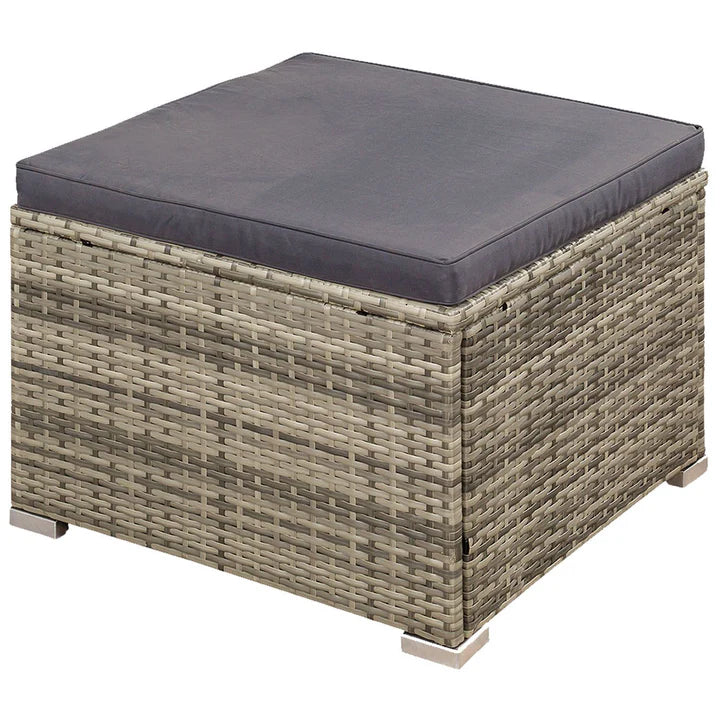 Salon en polyrotin Punta Cana M gris chiné et housses gris foncé