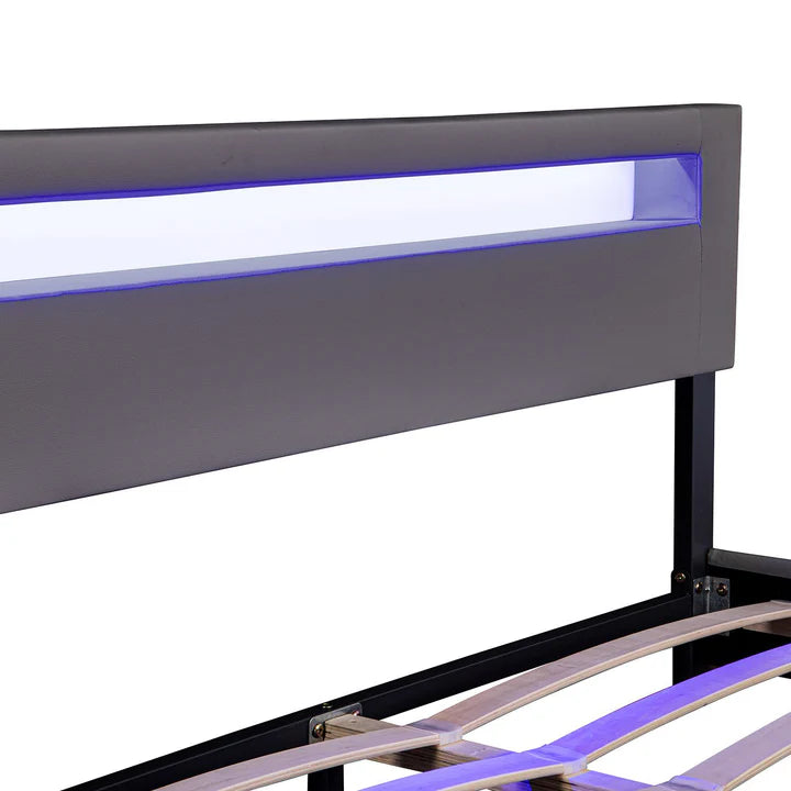 Lit capitonné LED Paris 180 x 200 cm - gris foncé