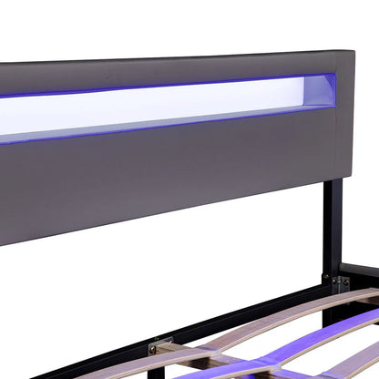 Lit capitonné LED Paris 180 x 200 cm - gris foncé