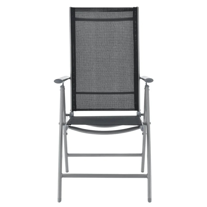 Set da giardino in alluminio Milano 9 pezzi con tavolo e 8 sedie grigio argento