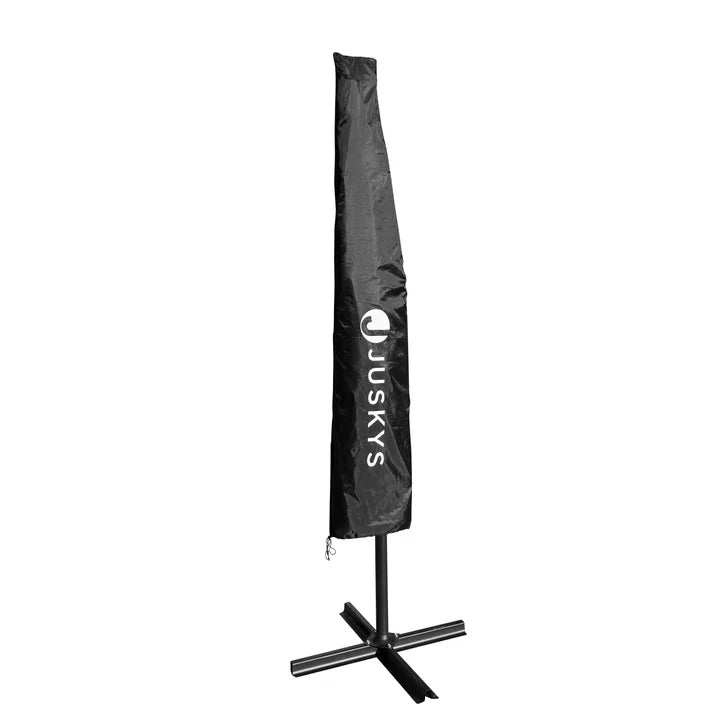 Ombrellone a braccio Brasile Ø 3,0m con LED, manovella e base in grigio scuro