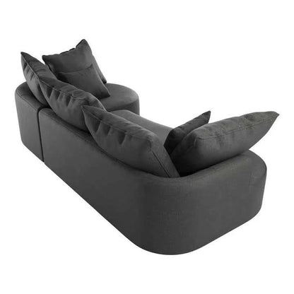 Sofa Tirano mit Ottomane & Dekokissen aus Samt Dunkelgrau