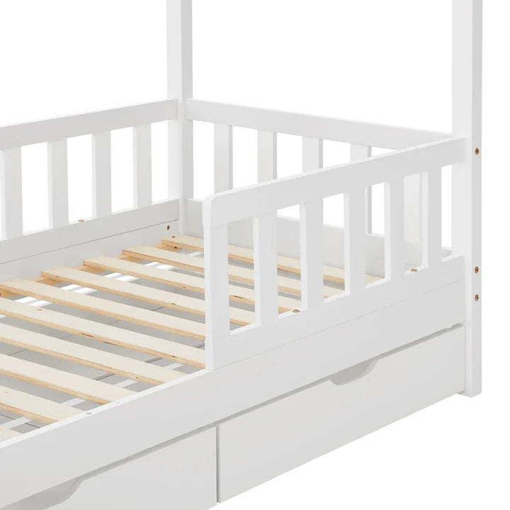 Lit enfant Marli 80 x 160 cm avec coffre de lit et sommier à lattes blanc