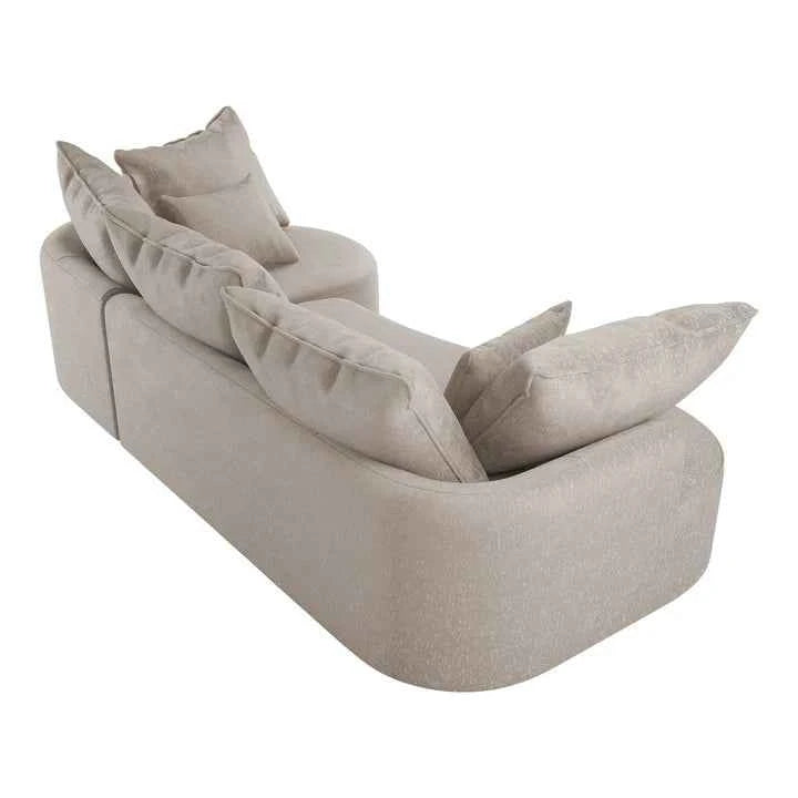 Sofa Tirano mit Ottomane & Dekokissen aus Samt Beige