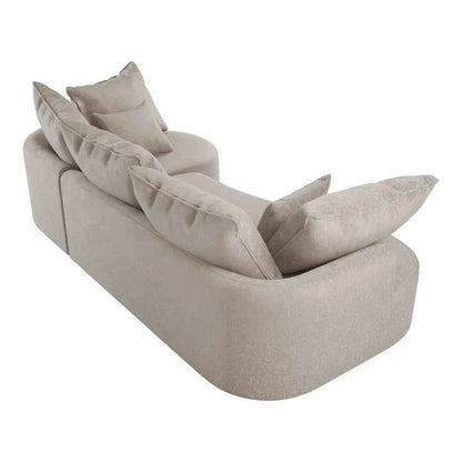 Sofa Tirano mit Ottomane & Dekokissen aus Samt Beige