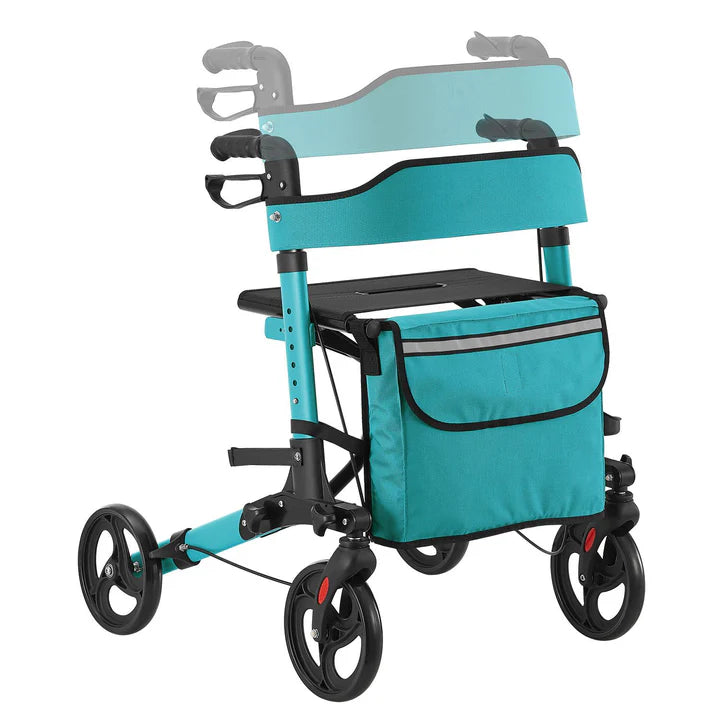 Déambulateur en aluminium Vital pliable avec siège et sac à provisions en essence