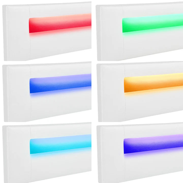 Lit rembourré Sevilla 180 x 200 cm éclairage LED et sommier à lattes blanc