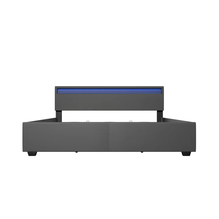 Lit capitonné LED Lyon avec coffre de lit 180 x 200 cm - gris foncé