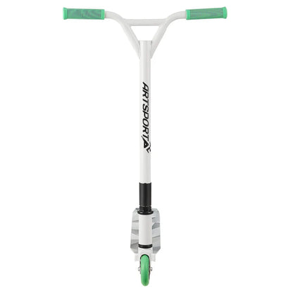 Stunt Scooter Futuriste en Blanc Vert Trick Scooter avec direction à 360°