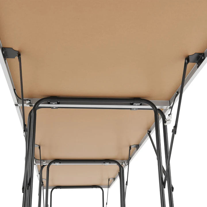 Set di 3 tavoli pieghevoli, alluminio, tavolo multifunzionale, 3 pezzi, nero