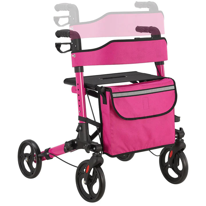 Déambulateur en aluminium Vital pliable avec siège et sac à provisions en violet