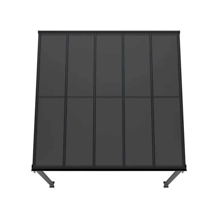 Aluminium Terrassendach Borneo 3x3m mit Doppelsteg-Platten in dunkelgrau