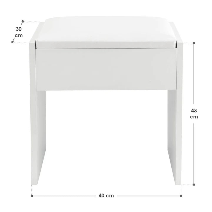 Tabouret coiffeuse Melly en blanc