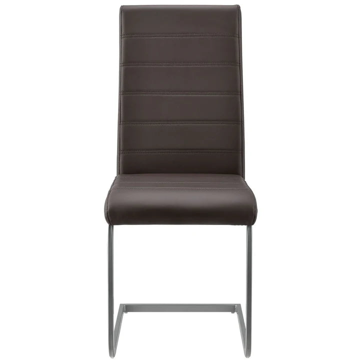 Freischwinger Stuhl Vegas 4er Set aus Kunstleder in braun