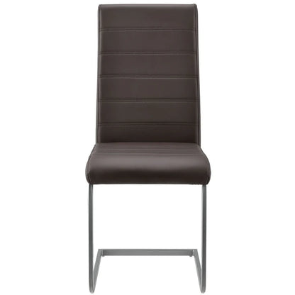 Freischwinger Stuhl Vegas 4er Set aus Kunstleder in braun