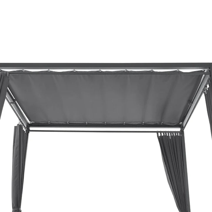 Doppel Loungebett Sonnenliege Kreta - Liege mit Dach in Grau